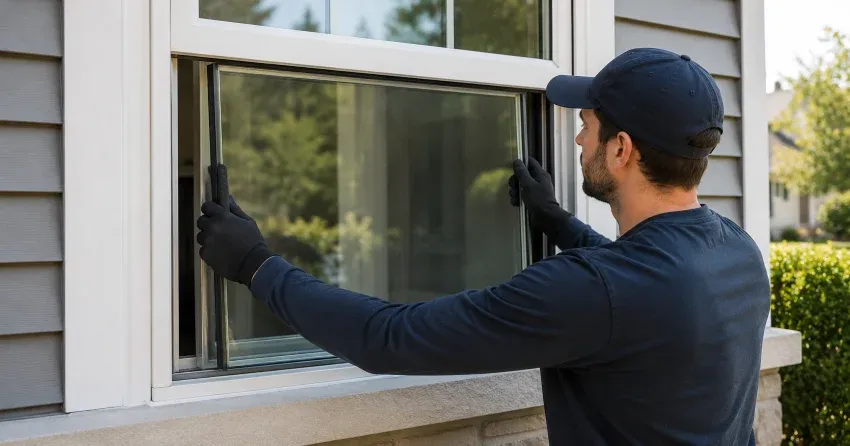 technician boarding up broken window during emergency glass repair Upper Beechwood, Waterloo