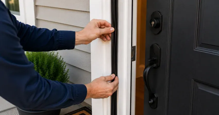 technician performing light test on door seal in Upper Beechwood, Waterloo