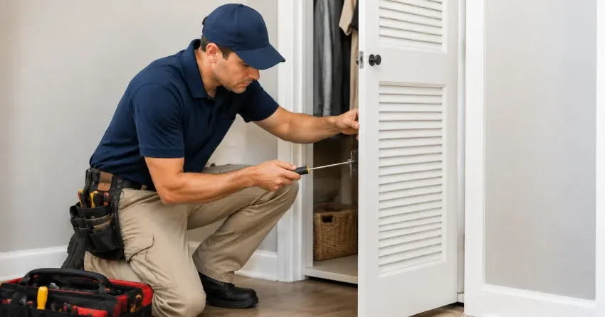 technician repairing doorbell button and wiring in Clair Hills, Waterloo
