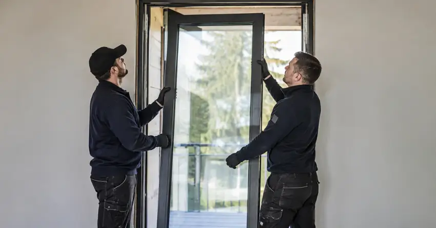 new glass panel being fitted into door frame in Rummelhardt, Waterloo