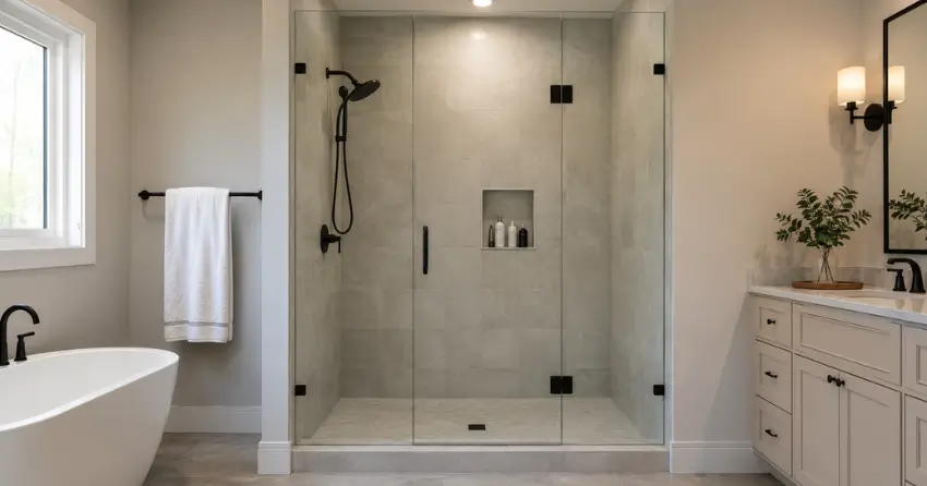new frameless glass shower door installed in Upper Beechwood, Waterloo