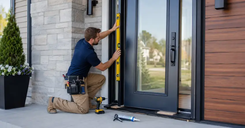 glass outside door installation with energy-efficient double-pane glazing in Clair Hills, Waterloo