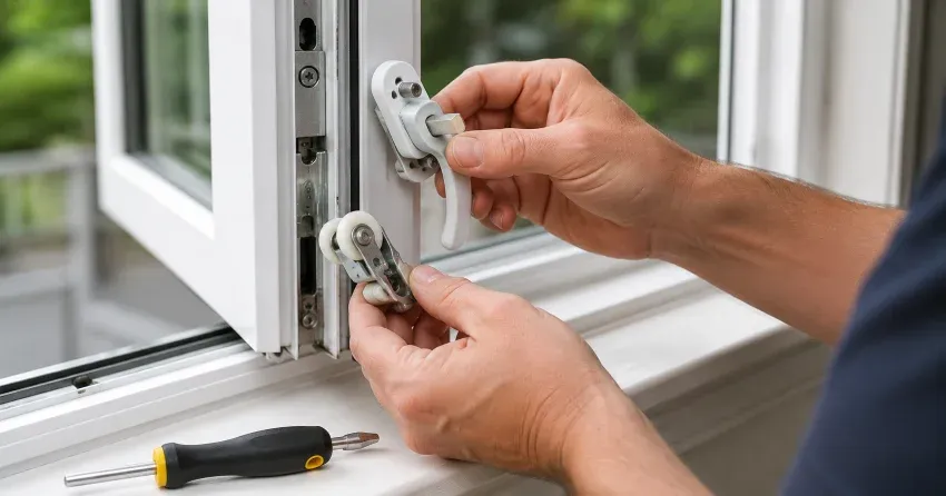 technician performing broken window repair MacGregor Albert, Waterloo on a sliding window