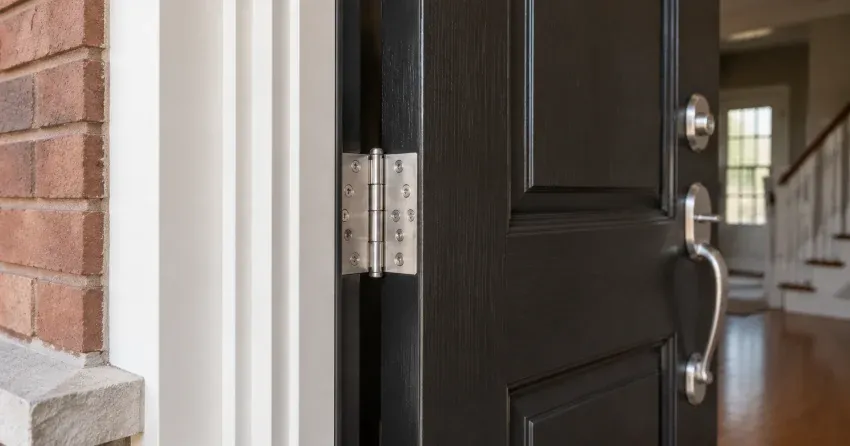 technician repairing a front door lock and frame in Waterloo
